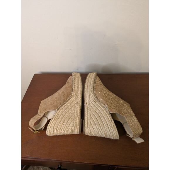 Kenneth Cole Women's Shoes Espadrilles Sparkly Gold Open Toe Size 7.5 Wedge. - Picture 4 of 8